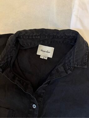 Steven Alan Washed Black Button-Front Midi Dress